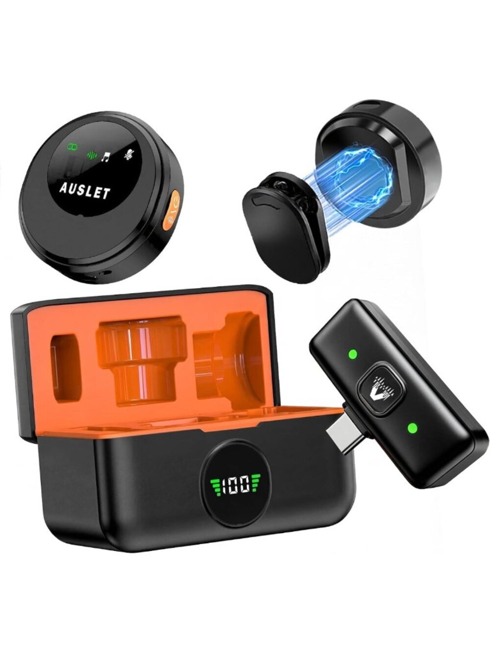 Wireless Lavalier Microphone for iPhone & Android | AI Noise Reduction, Clip-On
